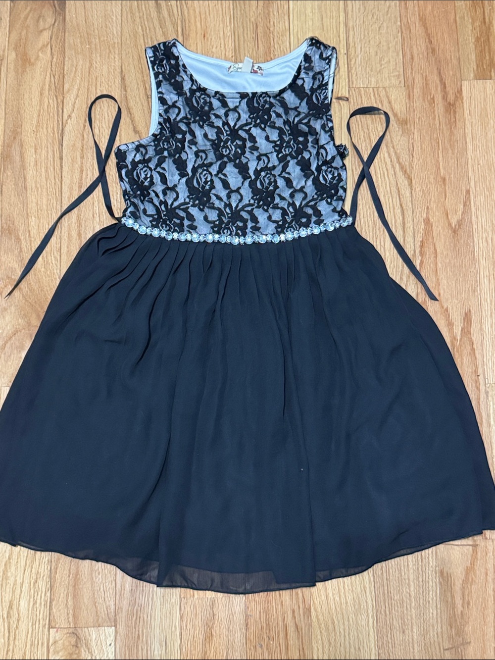Speechless Black Lace Overlay Dress with White Lining